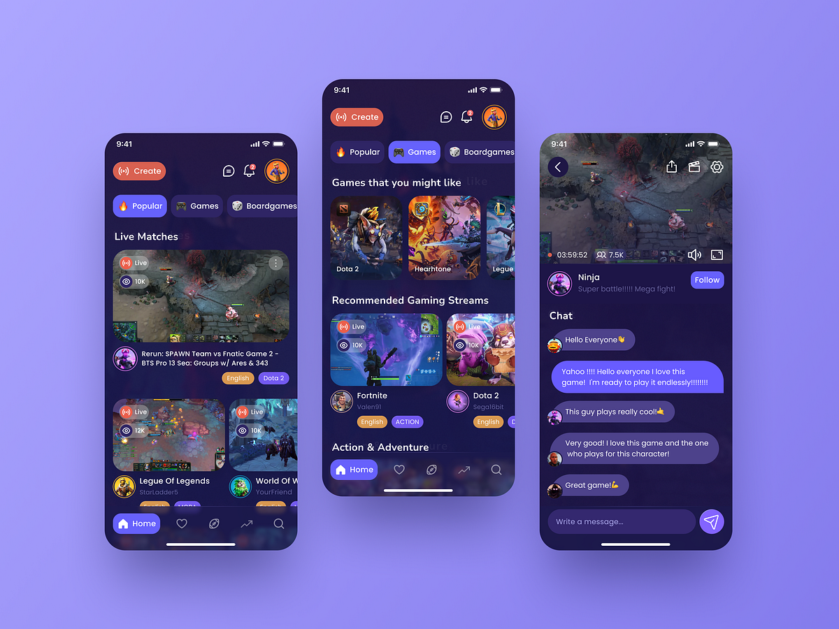 Streaming app UI concept 🎮 by Ilya Veremeev on Dribbble