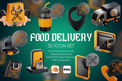 Food Delivery 3D Icon Set 3d 3d icon 3d icons adobe photoshop graphic graphic design graphic resources graphics icon icon design icon illustration icon set iconography icons design iconset illustrator logo set vector