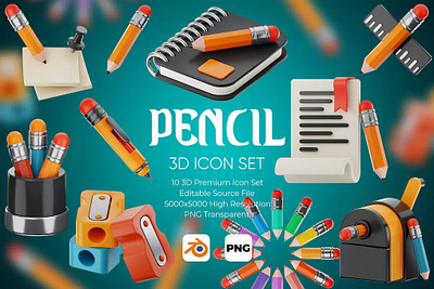 Pencil 3D Icon Set 3d 3d icon 3d icons adobe photoshop graphic graphic design graphic resources graphics icon icon design icon illustration icon set iconography icons design iconset illustrator logo set vector