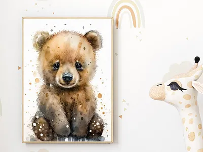 Watercolor Baby Cub Nursery Wall Art Décor animal print art print baby animal baby cub baby room baby shower gift forest theme gender neutral home decor instant download kids room modern nursery nursery art nursery decor printable wall art wall decor wall hanging watercolor woodland nursery