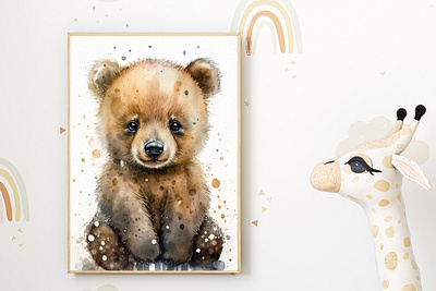 Watercolor Baby Cub Nursery Wall Art Décor animal print art print baby animal baby cub baby room baby shower gift forest theme gender neutral home decor instant download kids room modern nursery nursery art nursery decor printable wall art wall decor wall hanging watercolor woodland nursery
