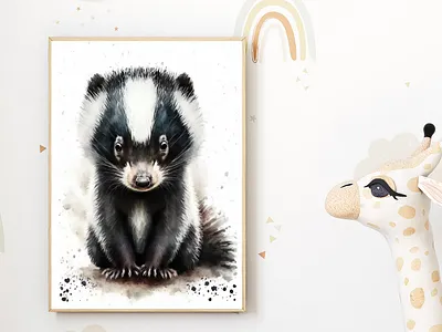 Watercolor Baby Skunk Nursery Wall Art Décor art for nursery baby nursery baby room decor baby skunk home decor kids room decor kids wall art nursery decor nursery decoration nursery ideas nursery inspiration nursery style nursery wall art skunk art skunky art wall décor watercolor watercolor art watercolor love watercolor painting