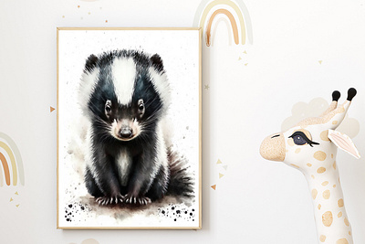 Watercolor Baby Skunk Nursery Wall Art Décor art for nursery baby nursery baby room decor baby skunk home decor kids room decor kids wall art nursery decor nursery decoration nursery ideas nursery inspiration nursery style nursery wall art skunk art skunky art wall décor watercolor watercolor art watercolor love watercolor painting