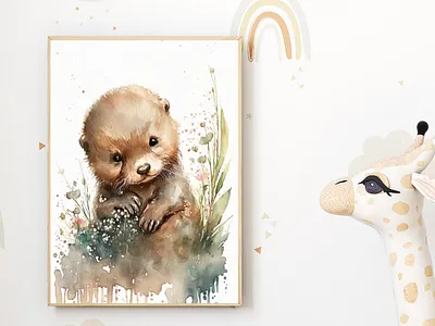 Watercolor Baby Otter Nursery Wall Art Décor art for nursery baby animal art baby nursery baby otter baby room decor home decor kids room decor kids wall art nursery decor nursery ideas nursery inspiration nursery style nursery wall art otter art printable nursery decor wall décor watercolor watercolor art watercolor love watercolor painting