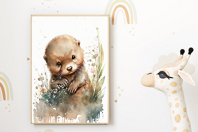 Watercolor Baby Otter Nursery Wall Art Décor art for nursery baby animal art baby nursery baby otter baby room decor home decor kids room decor kids wall art nursery decor nursery ideas nursery inspiration nursery style nursery wall art otter art printable nursery decor wall décor watercolor watercolor art watercolor love watercolor painting