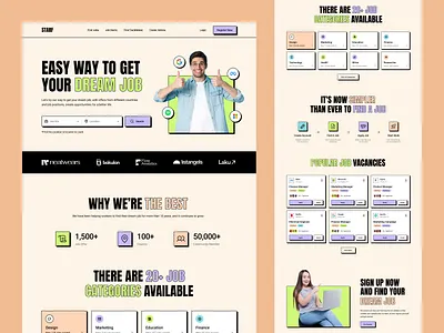 Job Seeker Landing Page agency career company hiring homepage job job finder job listing job portal job search job seeker job site jobs landing page recruitment ui uiux web design website work finder