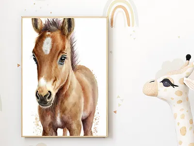 Watercolor Baby Foal Nursery Wall Art Décor art for nursery baby animal art baby foal baby nursery baby room decor foal art home decor kids room decor kids wall art nursery decor nursery decoration nursery ideas nursery inspiration nursery style nursery wall art wall décor watercolor watercolor art watercolor love watercolor painting