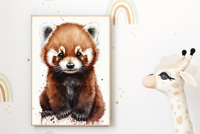 Watercolor Baby Red Panda Nursery Wall Art Décor art for nursery baby animal art baby nursery baby red panda baby room decor home decor kids room decor kids wall art nursery decor nursery decoration nursery ideas nursery inspiration nursery style nursery wall art red panda art wall décor watercolor watercolor art watercolor love watercolor painting