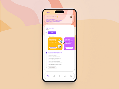 Achievo - Home Screen UI for a Health and Fitness App #DailyUI app application dailyui design fitness home homescreen mentalhealth mobile mobileapplication monitor motivation ui wellness workout
