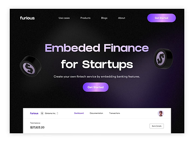 Fintech landing page animation app design design landing page ui ui design uiux ux design