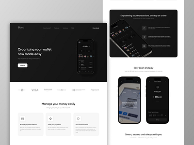 Blanc Website Design aesthetic bank banking app black black and white clean financial fintech gpay interface minimal payment payment app paytm phonepay ui visual web web app website
