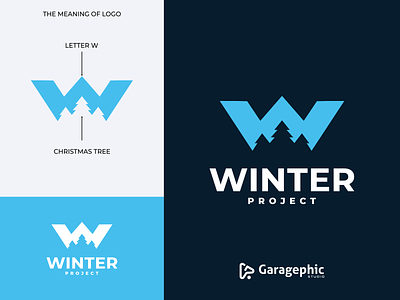Winter Logo app brand branding chirstmas tree design graphic graphic design icon illustration letter w logo minimal tree logo ui ux vector w logo web winter logo