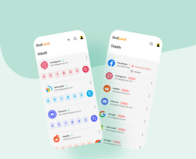 2nd-Lock - Two-Factor Authentication Mobile App accessibility android app app design design ease of use functional illustration intuitive intuitive experience ios mobile design mobileapp online security security sleek design two factor authentication ui design user centered design