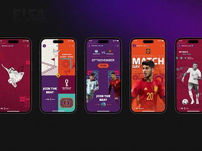 FIFA World Cup 2022 Social Media Story Design advertising animation branding case study creative design agency digital fifa fifa world cup fifa world cup qatar football graphic design illustrator interaction design mobile motion design soccer uiux ux case study worldcup