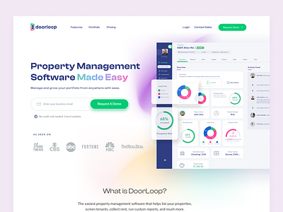 Doorloop - SaaS Homepage clean dashboard design gradient hero homepage interface landing page management property saas software technology ui ux web widget