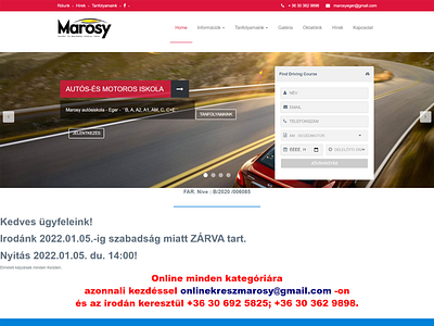 Autósiskola Eger branding design szilnet website wordpress