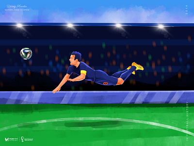 Football Historical Moment - RVP Diving Header Illustration abstract advertising background branding colorful digital fifa football identity illustration magazine modern people portrait poster qatar soccer sports wall world cup