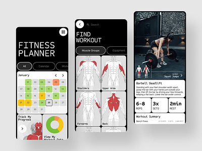 Fitness Planner - Anatomical Design System anatomy app components design design system exercise figma fitness graphic design health human illustration mobile app product product design ui user experience user interface ux workout