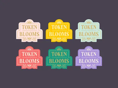 Token Blooms branding colourful daisy floral flower flower shop flowers leaves logo typography