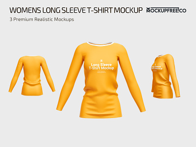 Women’s Long Sleeve T-Shirt Mockup apparel cloth clothing long sleeve mock up mockup mockups photoshop premium psd shirt template templates