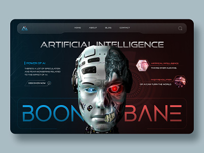 Ai Artificial Intelligence Website ai ai robot artificial intelligence bane banner boon button dark design futuristic gradient header machine learning metaverse robot trend typography ui web web design