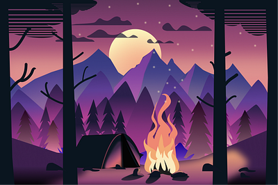 Illustration | Campfire | made in Figma animation art concept creative design figma illustration visualart