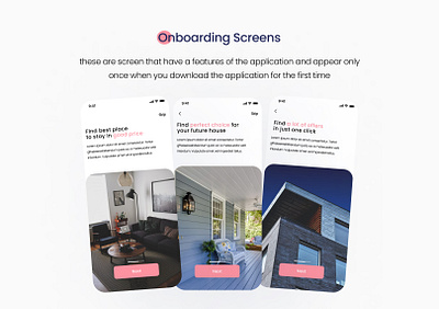 on boarding screen - mobile app designing design figma mobile app mobile app designing on boarding screen real estate app ui user experience user interface ux ui ux ui design uxui xd