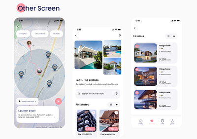 map screen - featured estates screen design figma map map screen mobile app designing ui user experience user interface ux ui design xd