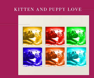 Kitten and Puppy love graphic design