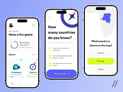 Geography Quiz Mobile IOS App android animation app app design app interaction app ui dashboard design game interaction ios locations mobile mobile app mobile ui quiz ui uiux ux