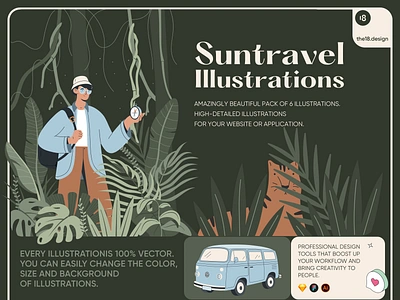 SUNTRAVEL ILLUSTRATIONS 18design adventure clean ui discovery holiday illustration minimalism nature suntravel the18.design the18design tourism tourist travel travel illustration traveler traveling trip uidesign vacation