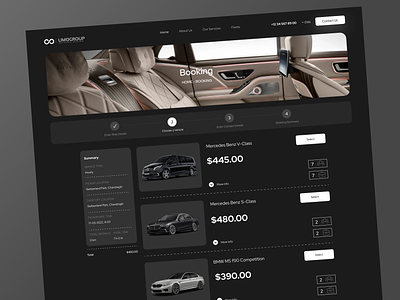 Limogroup - Limousine Booking page booking car car app car rent car rent app car rental app car shop car ui interface rent rental rental car reservation web web design website