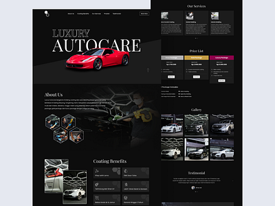 Luxury Autocare - Car Detailing Workshop Landingpage automotive car dark landing page ui uidesign uiux ux uxdesign vehicle web design workshop