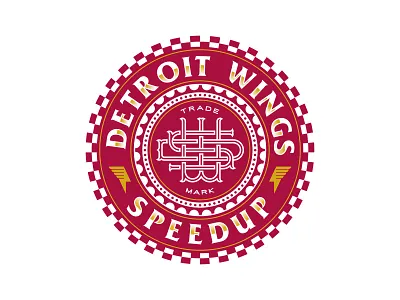Detroit Wings Speedup badge brand identity branding brandmark custom type detroit letter lettering logo logo design logo designer mark monogram speedup type typography wings
