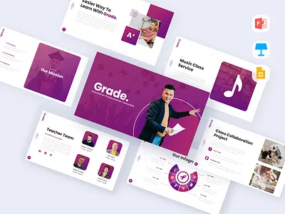 Grade - Education Presentation Template business class design education google slides grade keynote powerpoint presentation school student study template ui