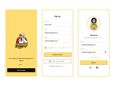 Food Ordering App: Sign Up and Sign In app branding design sign in typography ui