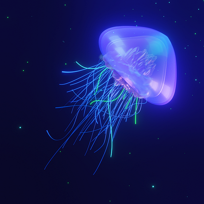 Medusa 3d animal blender colours lights lowpoly poetic render sea
