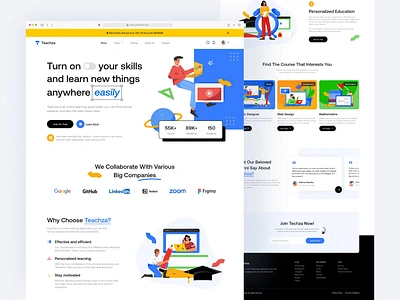 Online Learning - Landing Page animation branding case study clean course design dipa inhouse illustration landing page learn motion graphics online learning school student teacher ui vector web web design website design