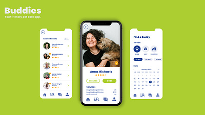 Buddies Pet Care App app design graphic design ui ux