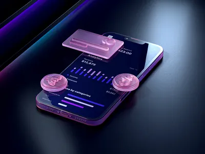 Financial Management App Presentation 3d app bank c4d cinema4d coin composition credit card currency dark design finance glass graphic design illustration iphone mobile mockup render ui