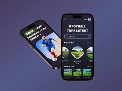Turf Booking App 2023 anti light mode anti modes app app design design fifa world cup 2022 figma football mobile app design mobile ui ombre gradient uiux user experience user interface