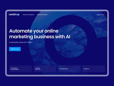 LeadDrop. Landing page ai design landing page marketing reports ui ux web