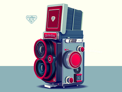 Vintage Rolleiflex camera collection design flat gear gradient illustration journey photogear photoshop retro vintage