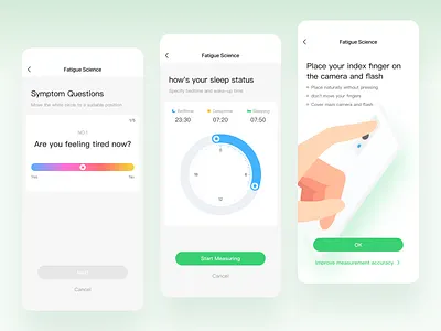 Fatigue Science Test UI branding color design fatigue science illustration logo ue ui ux 向量 图标 应用 界面 色彩 设计