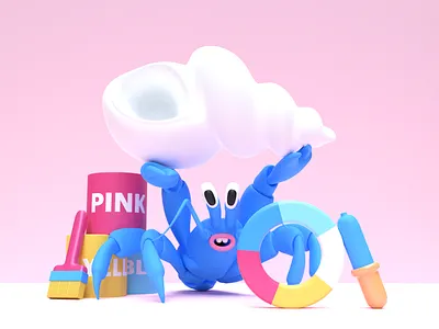 Hermit crab 3d character crab design hermit illustration vista vistacreate