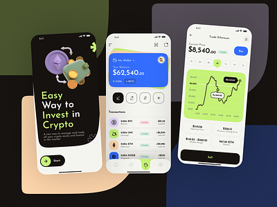Crypto wallet - Mobile app app design bitcoin blockchain branding crypto crypto currency cryptocurrency interday trading master creationz mobile app design modern trading app ui
