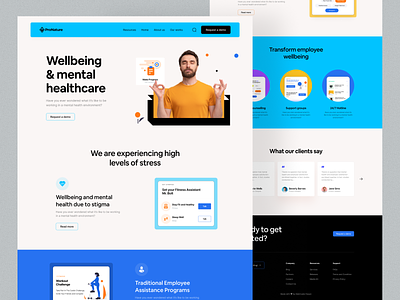 Mental Health Care Website Design care clean clinic color design health hospital interface landingpage medicine meditation mental mindful minimalist popular psychology selfcare therapy website wellbeing