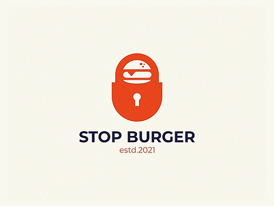 Stop Burger burger eat food lock logo stop