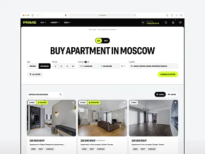 Cedro × PRIME apartment cards design estate product design real estate ui web design