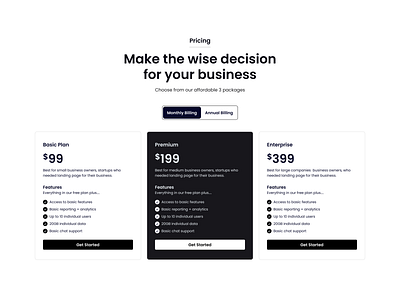 Pricing Page — for Small and Large Business Team branding branding design design illustration logo prici product page typography ui uxdesign website design